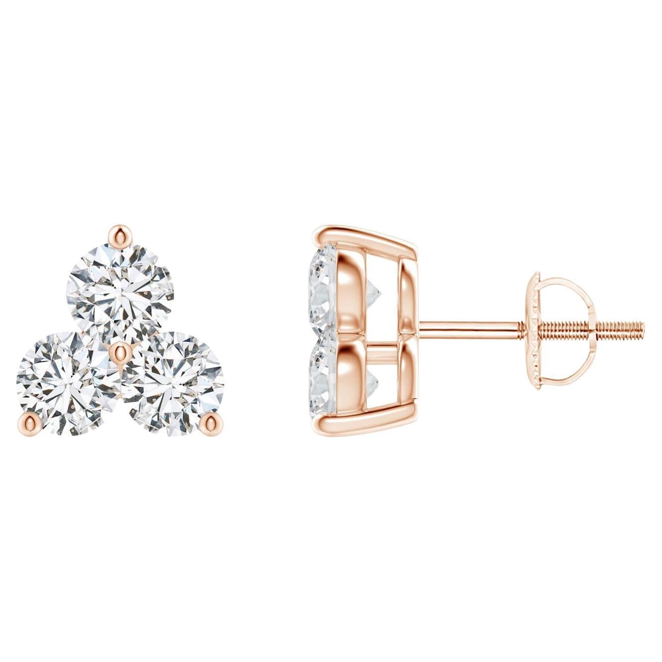 Natural Diamond Stud Earrings in 14K Rose Gold (0.75cttw  Color-H  Clarity-SI2)