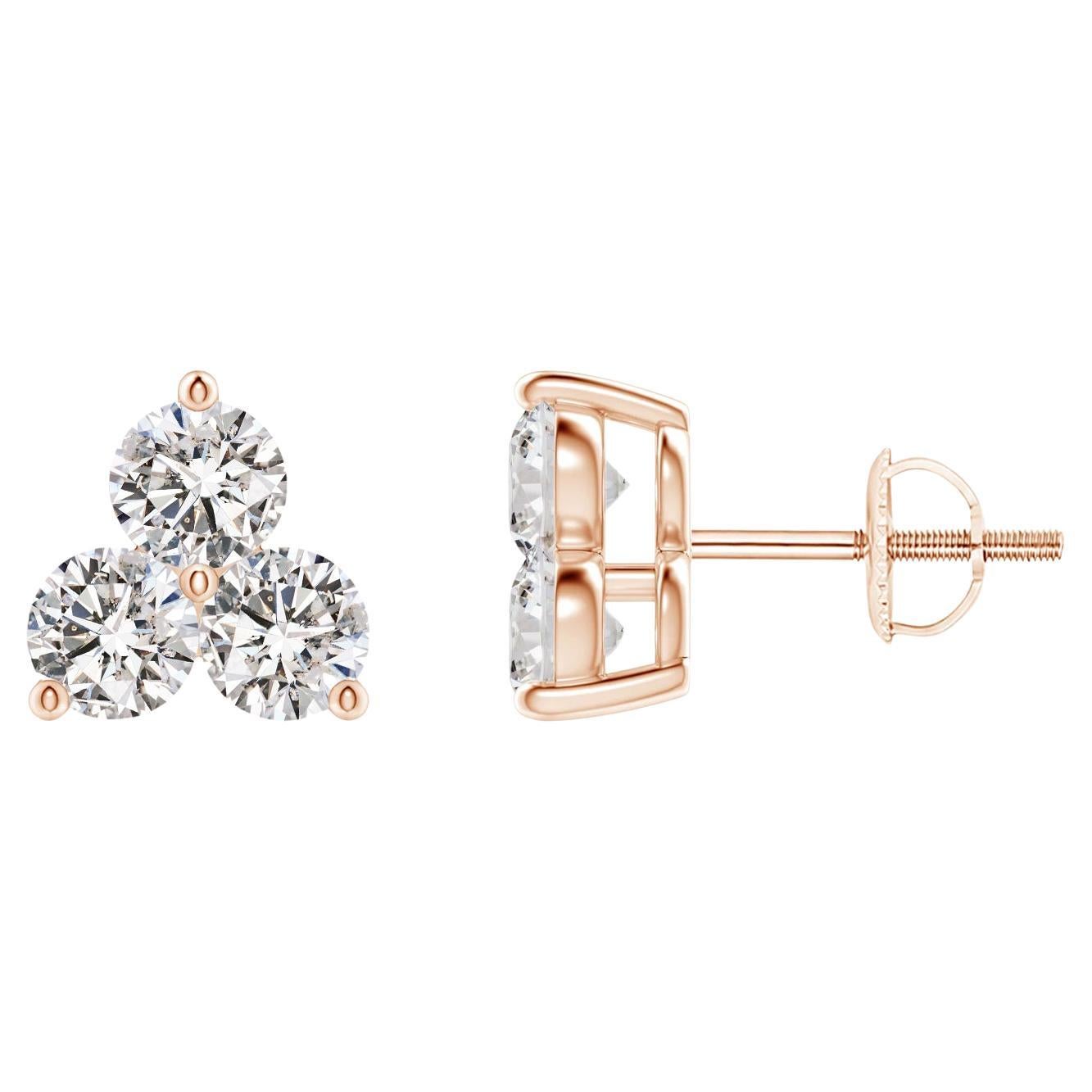 Natural Diamond Stud Earrings in 14K Rose Gold (0.75cttw Color-I-J Clarity-I1I2) For Sale