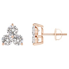 Natural Diamond Stud Earrings in 14K Rose Gold (0.75cttw Color-I-J Clarity-I1I2)