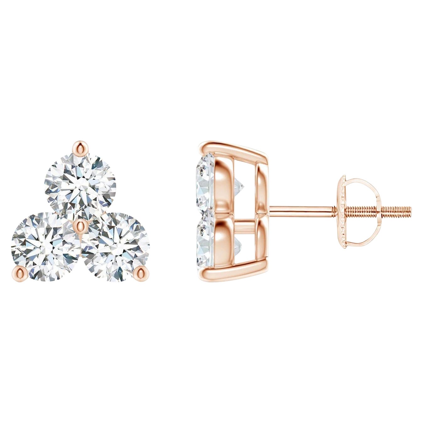 Natural Diamond Stud Earrings in 14K Rose Gold (1cttw  Color-G  Clarity-VS2)