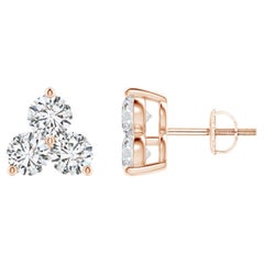 Natural Diamond Stud Earrings in 14K Rose Gold (1cttw  Color-H  Clarity-SI2)