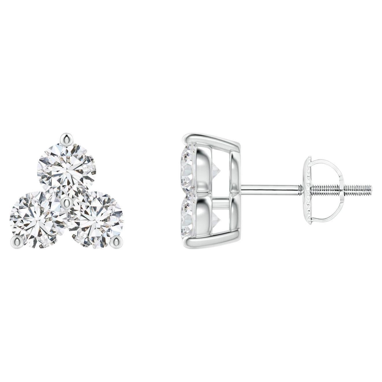 Clous d'oreilles en or blanc 14 carats avec diamants naturels (0,5 carattw, couleur H  Clarté-SI2)
