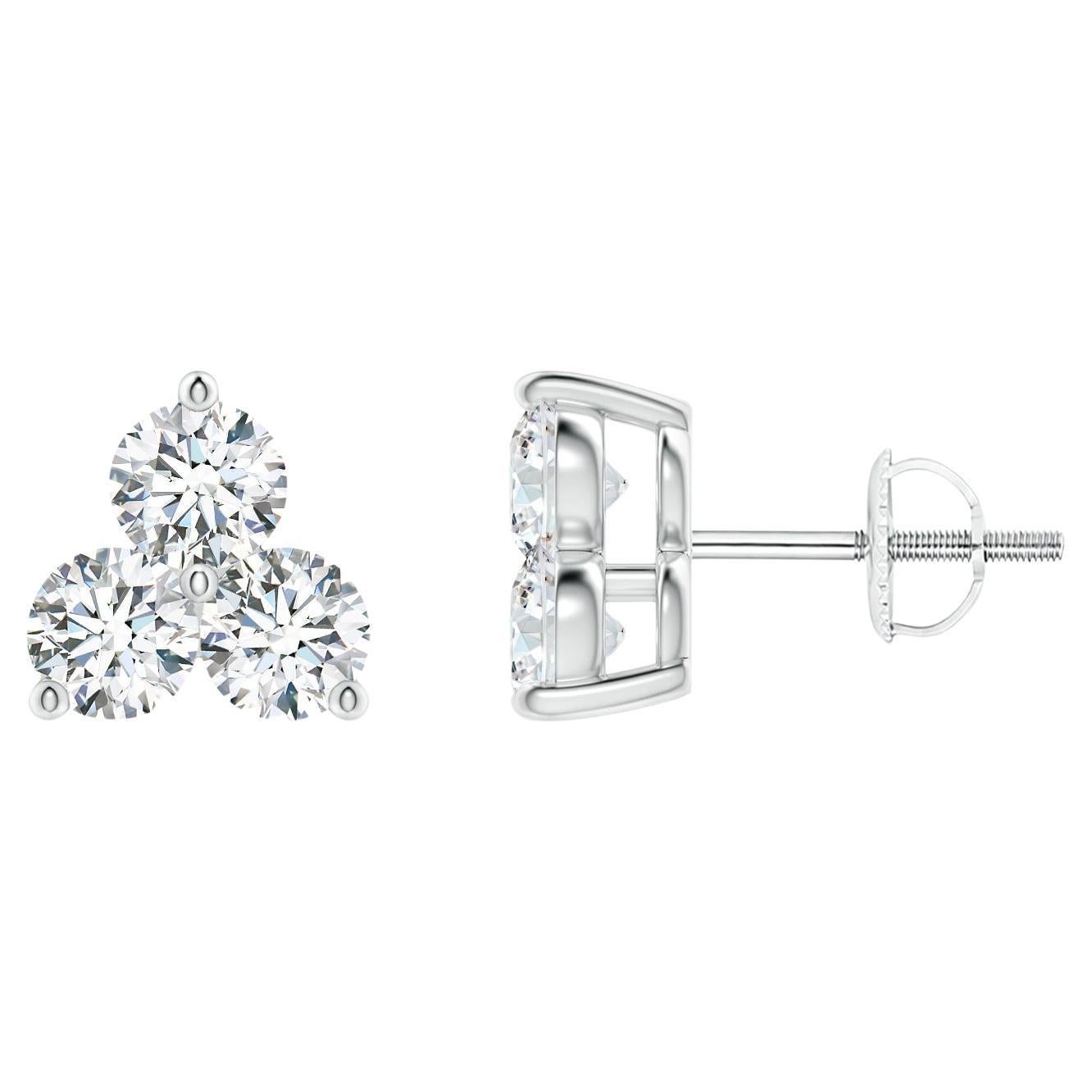 Pendientes de oro blanco de 14 quilates con diamantes naturales (0,75 ctw)  Color-G  Claridad-VS2)