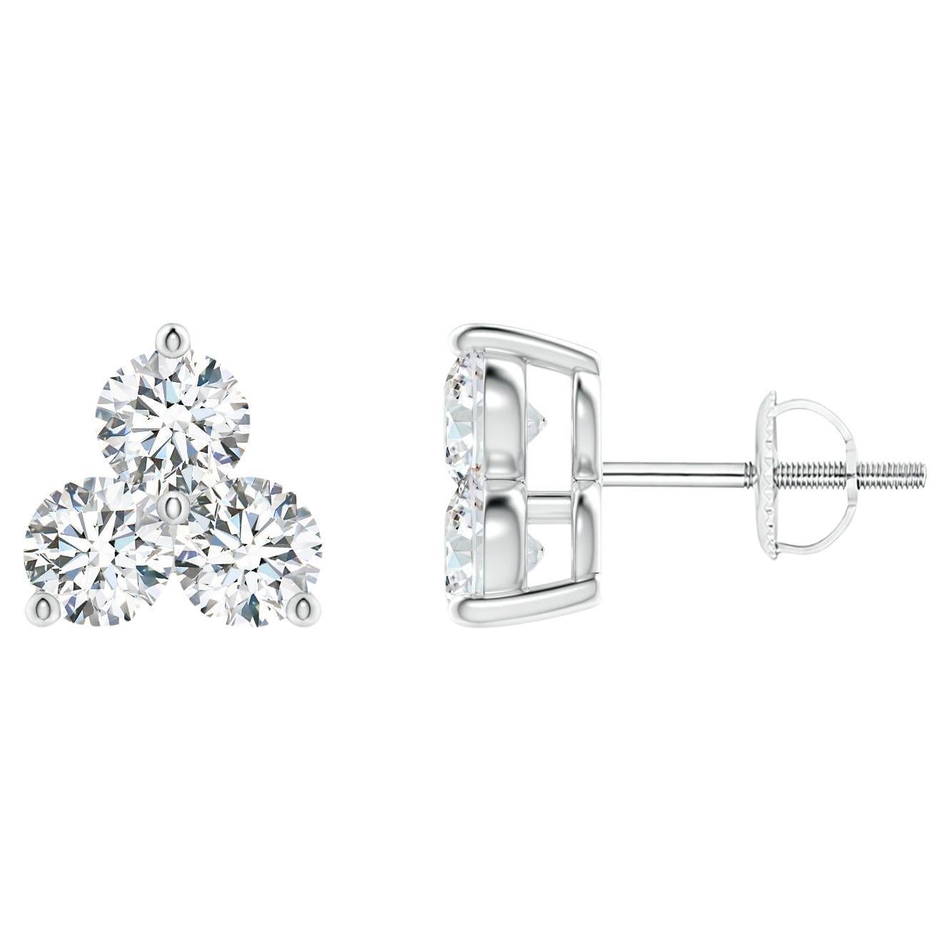 Natural Diamond Stud Earrings in 14K White Gold (0.75cttw  Color-G  Clarity-VS2) For Sale