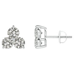 Clous d'oreilles en or blanc 14 carats avec diamants naturels (0,75 cttw)  K.K.  Clarté-I3)