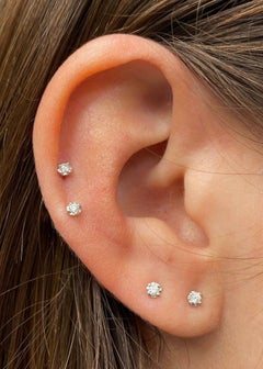 Natürliche Diamant-Ohrstecker aus 14k Weißgold vergoldet 925 Sterlingsilber