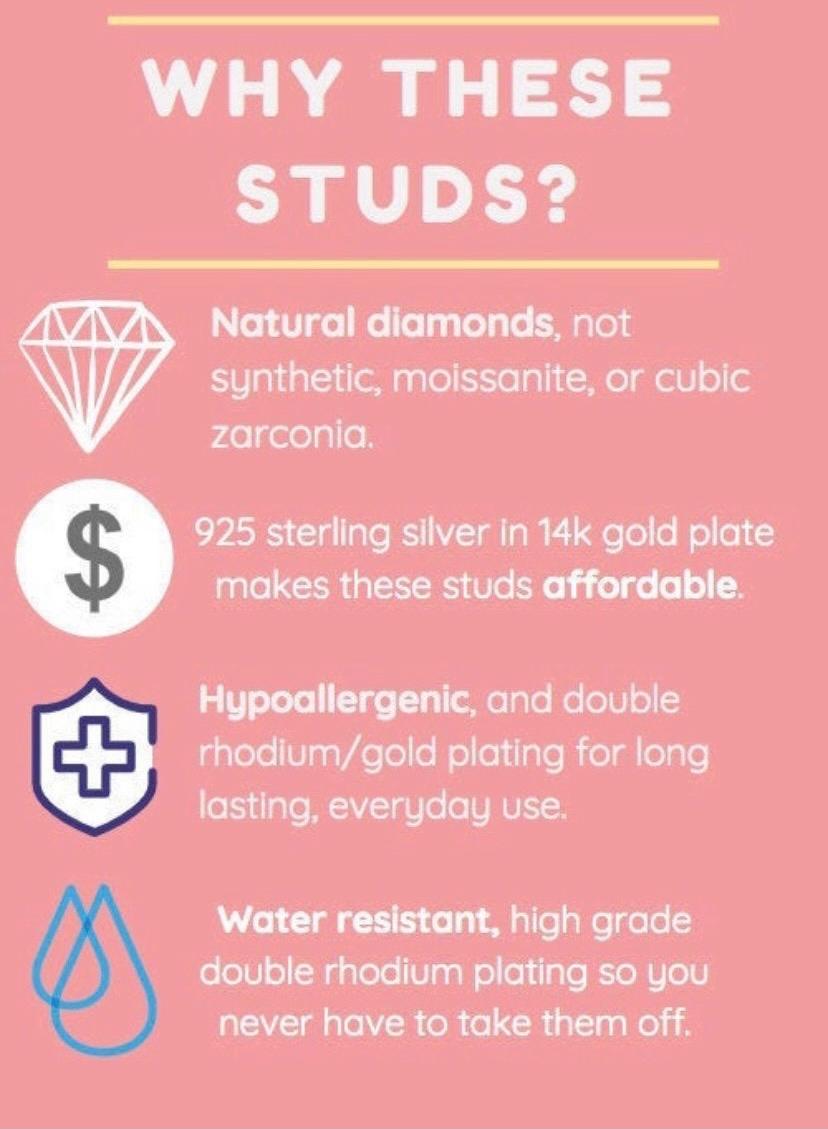 Pendientes de diamantes naturales de plata de ley 925 bañados en oro blanco de 14k en venta 1