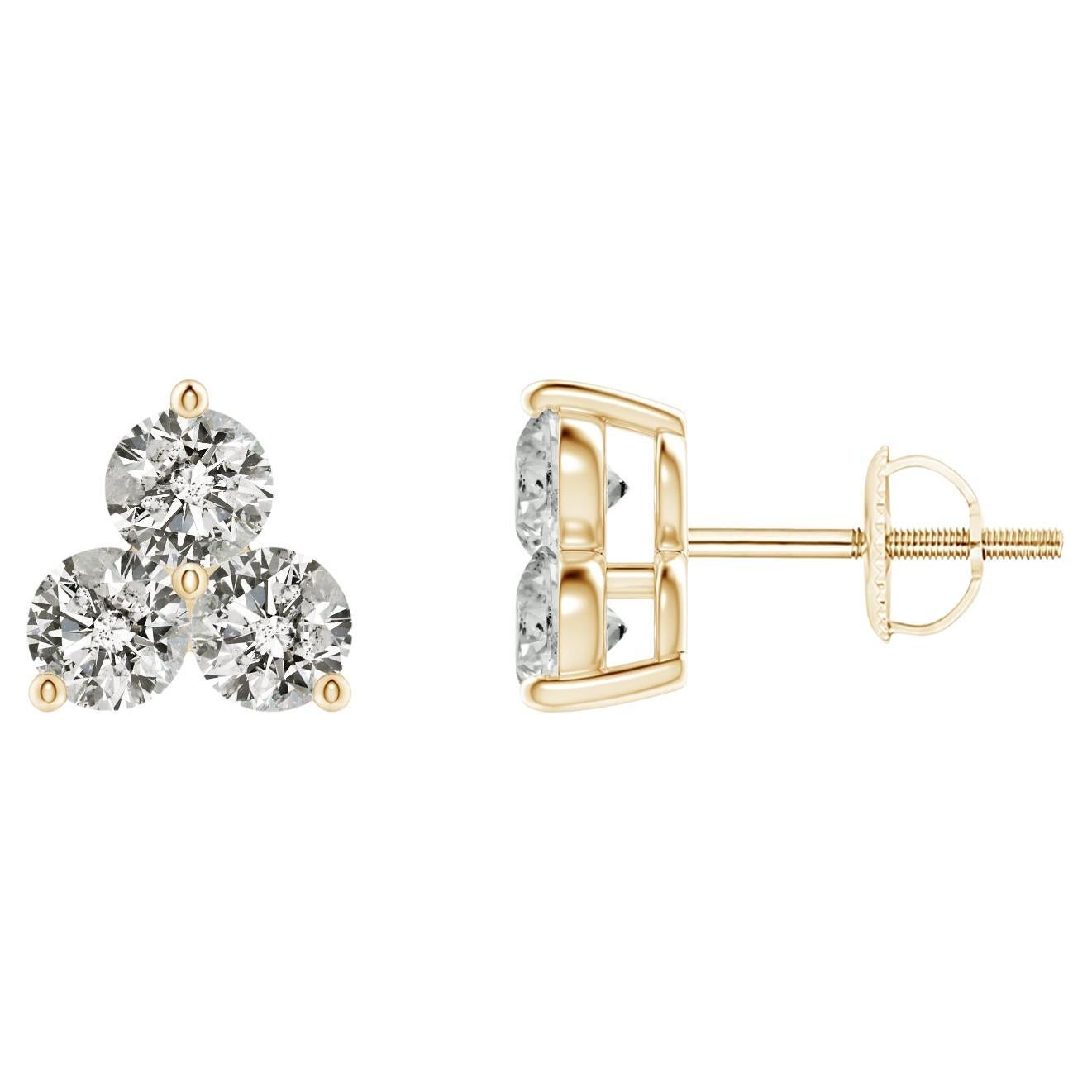 Natural Diamond Stud Earrings in 14K Yellow Gold (0.5cttw Color-K  Clarity-I) For Sale