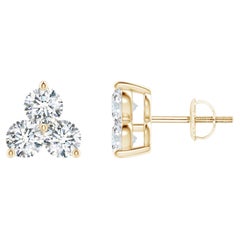 Natural Diamond Stud Earrings in 14K Yellow Gold (0.75cttw Color-G  Clarity-VS2)