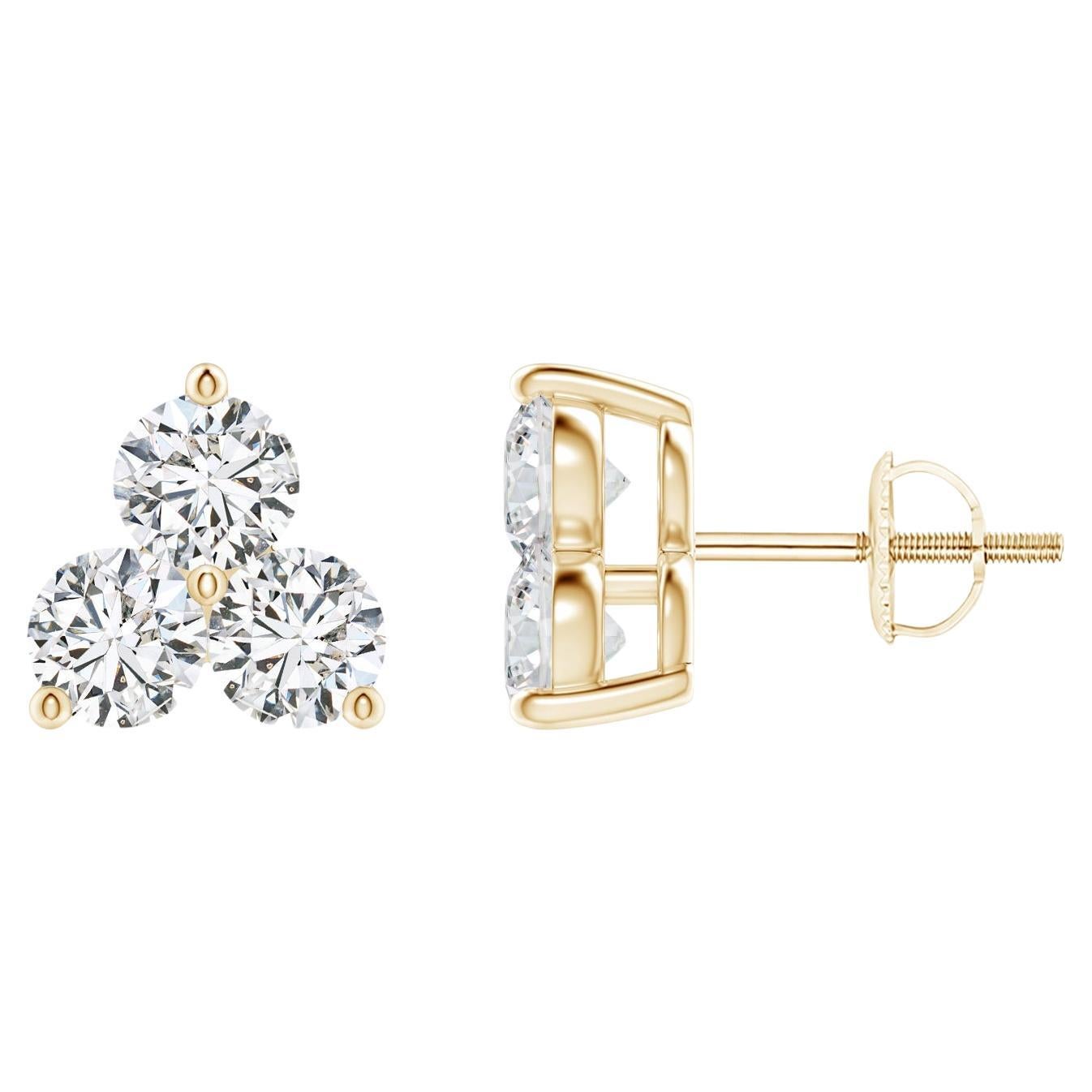 Clous d'oreilles en or jaune 14 carats avec diamants naturels (1cttw, couleur H)  Clarity-S) en vente