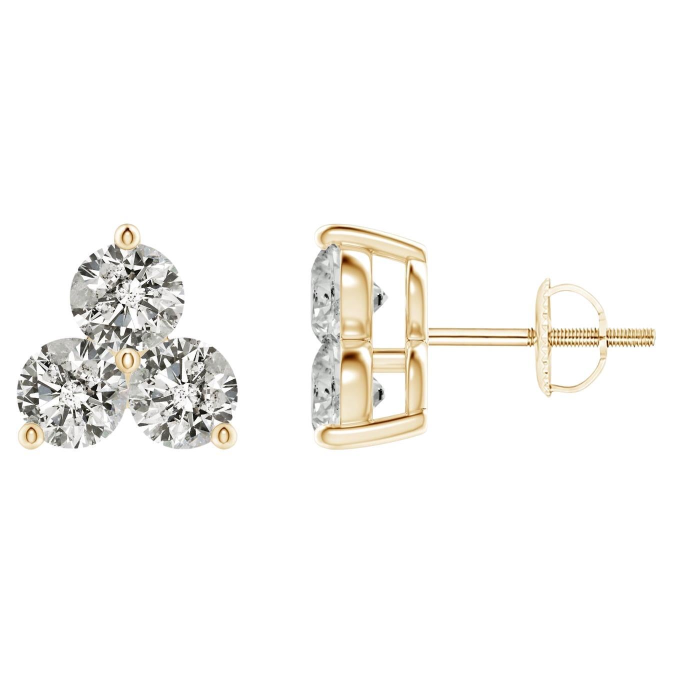 Natural Diamond Stud Earrings in 14K Yellow Gold (1cttw  Color-K  Clarity-I)