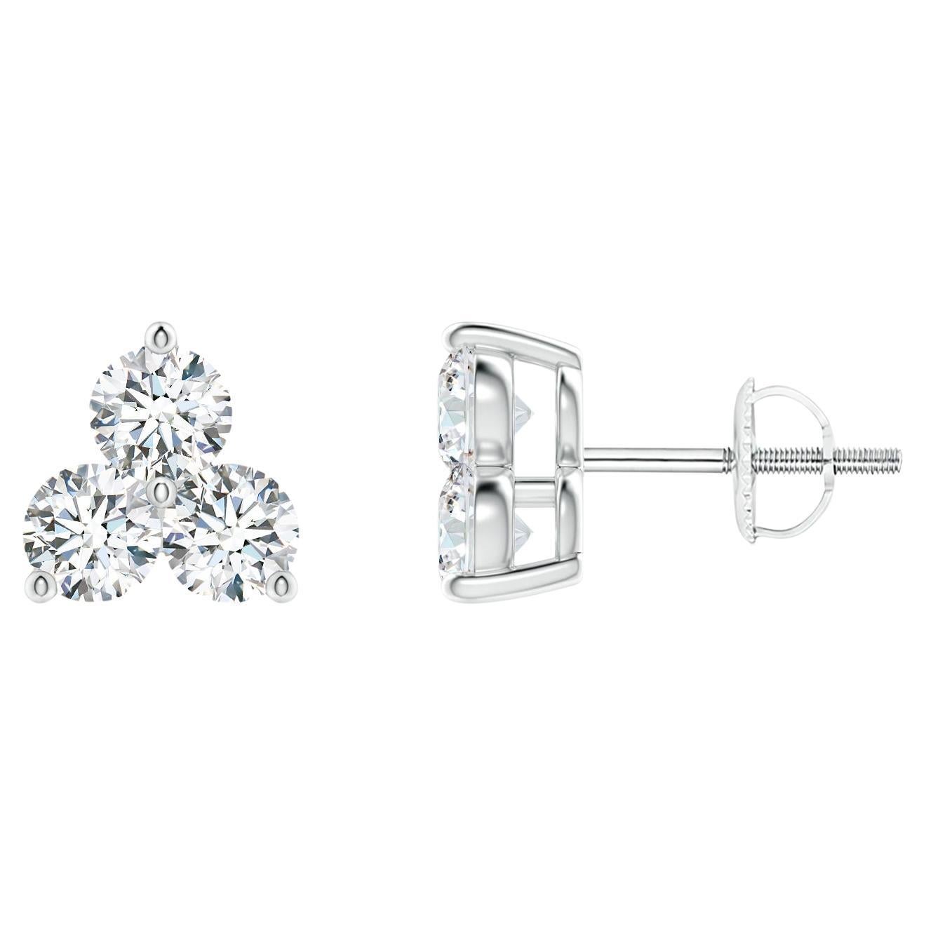 Natural Diamond Stud Earrings in Platinum (0.54cttw  Color-G  Clarity-VS2)