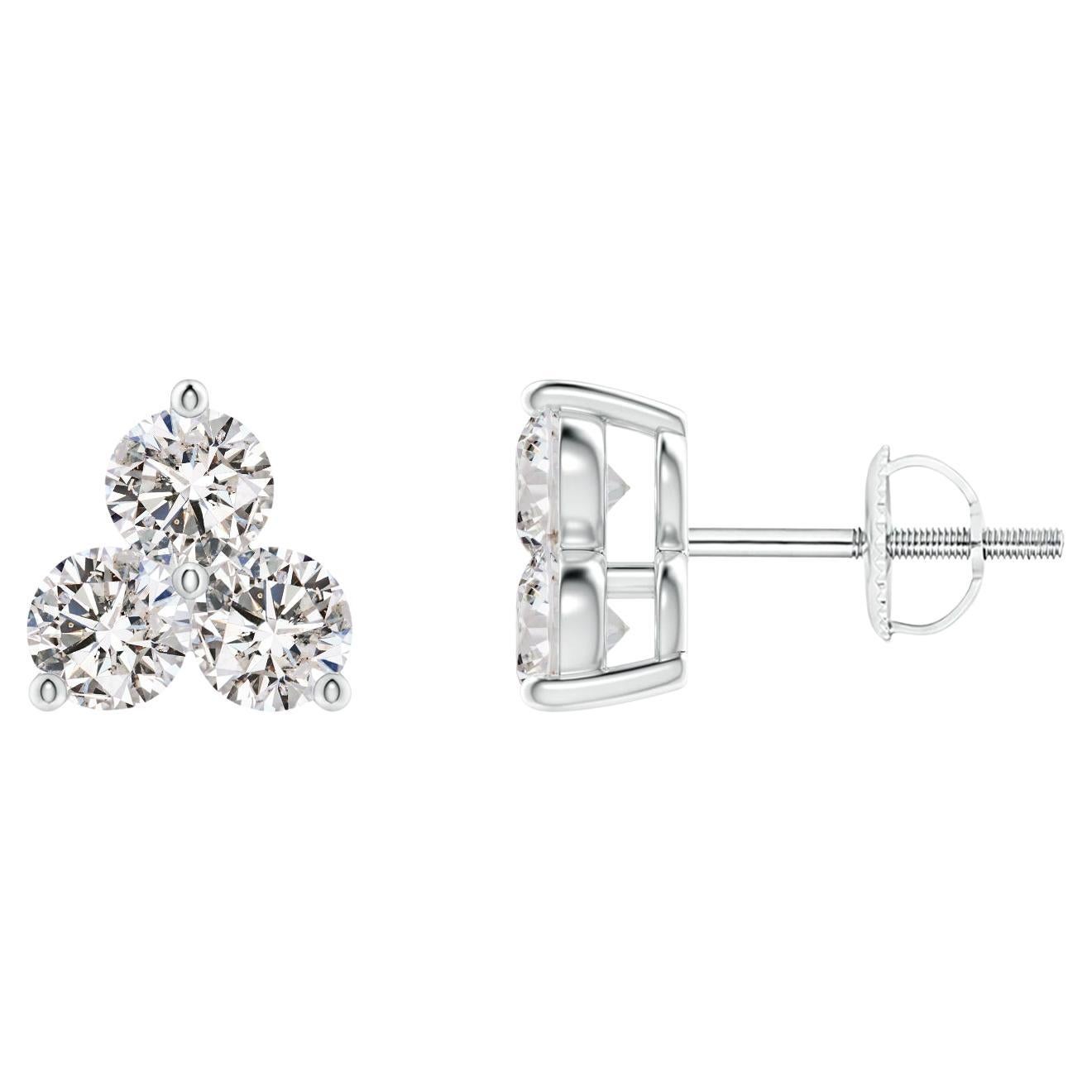 Natural Diamond Stud Earrings in Platinum (0.5cttw  Color-I-J  Clarity-I1-I2)