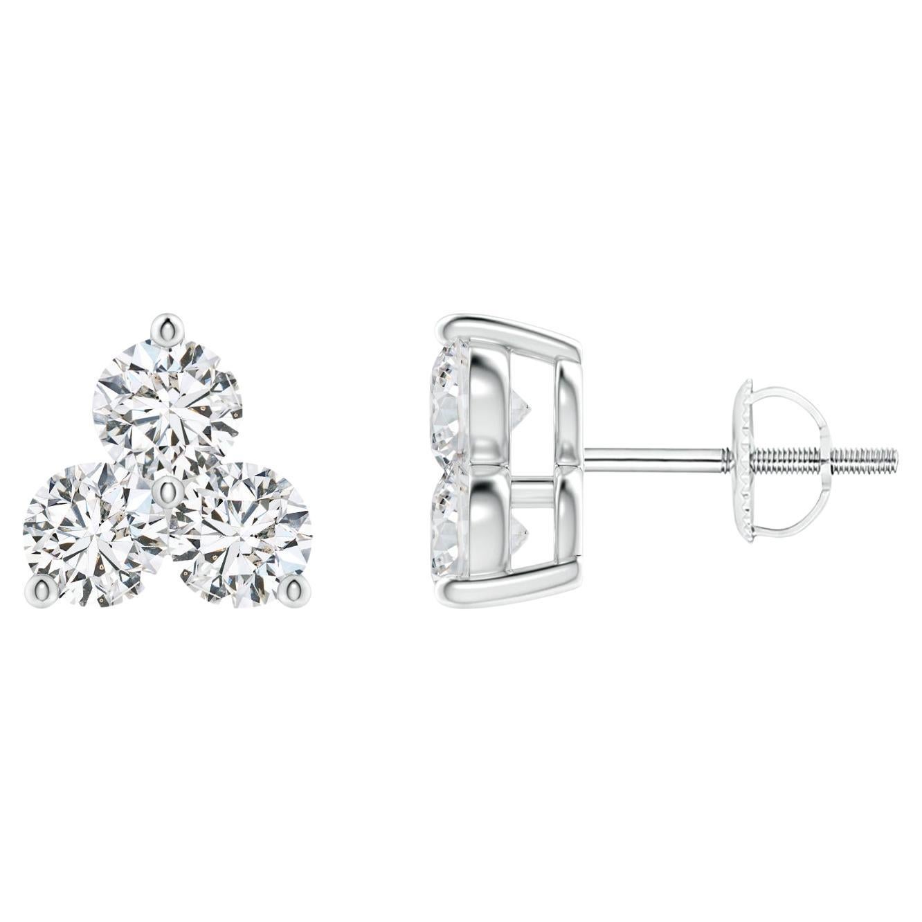 Natural Diamond Stud Earrings in Platinum (0.75cttw  Color-H  Clarity-SI2) For Sale