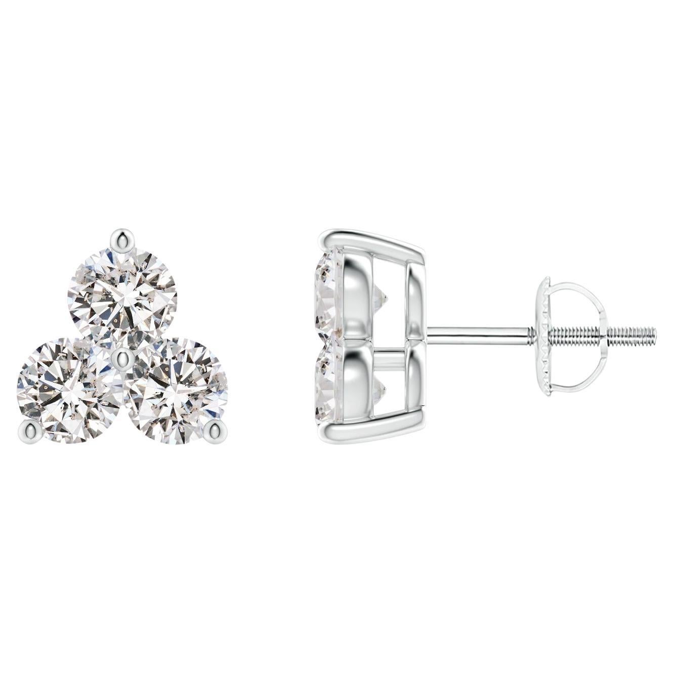 Natural Diamond Stud Earrings in Platinum (0.75cttw  Color-I-J  Clarity-I1-I2)