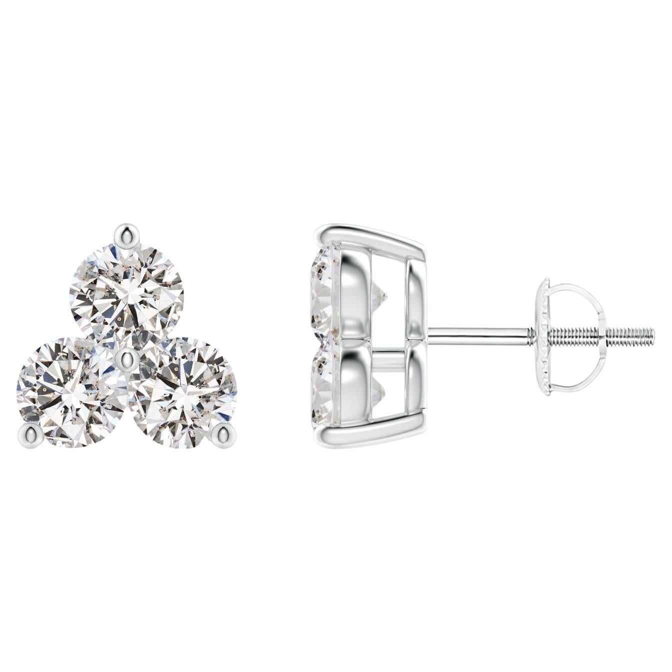 Natural Diamond Stud Earrings in Platinum (1cttw  Color-I-J  Clarity-I1-I2)
