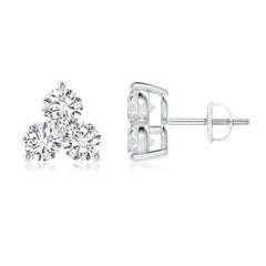 Natural Diamond Stud Earrings in Platinum (Size-3.6mm  Color-H  Clarity-SI2)