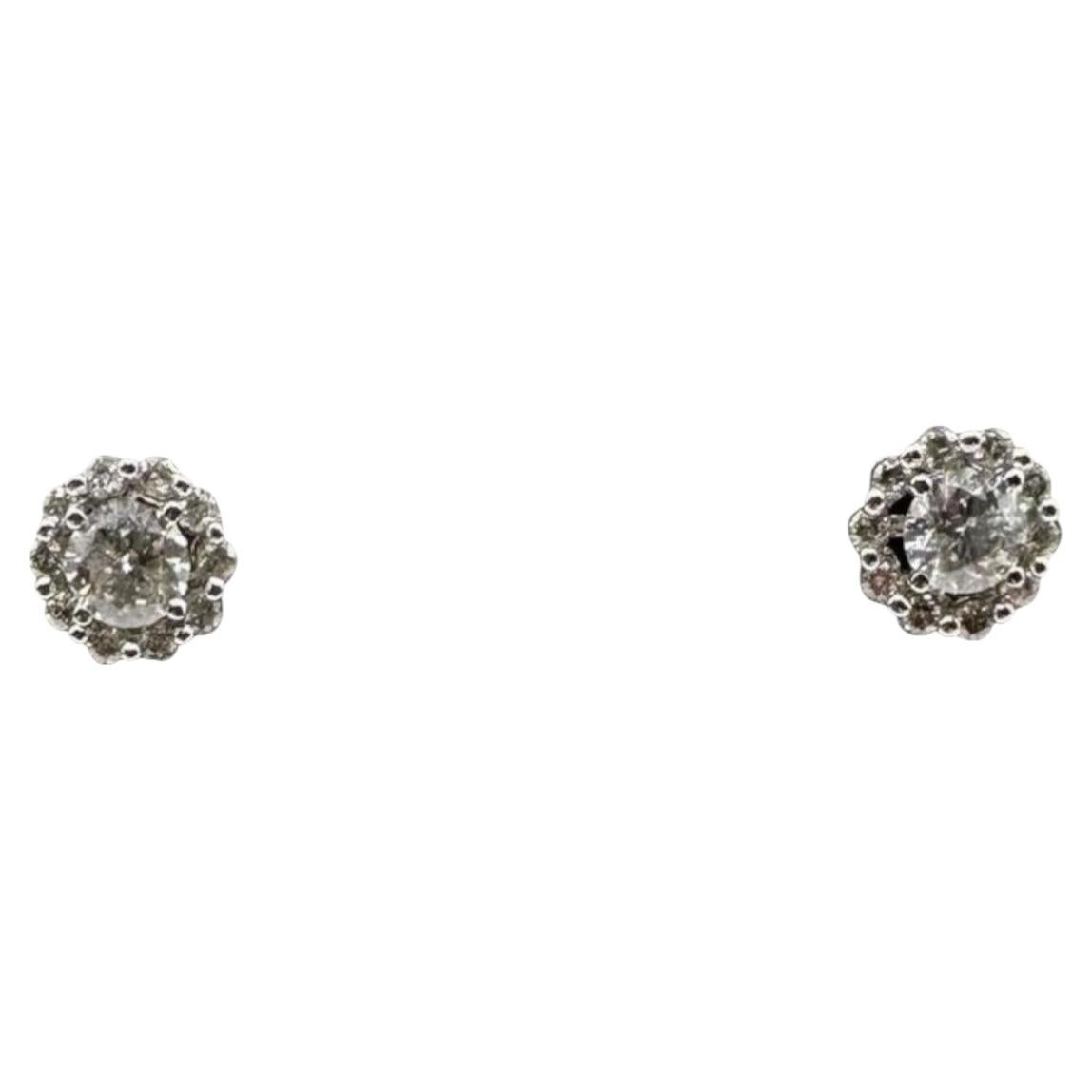 Natural Diamond Stud Earrings With Removable Jackets 14K White Gold 0.97ct