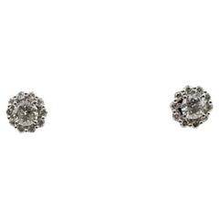 Natural Diamond Stud Earrings With Removable Jackets 14K White Gold 0.97ct