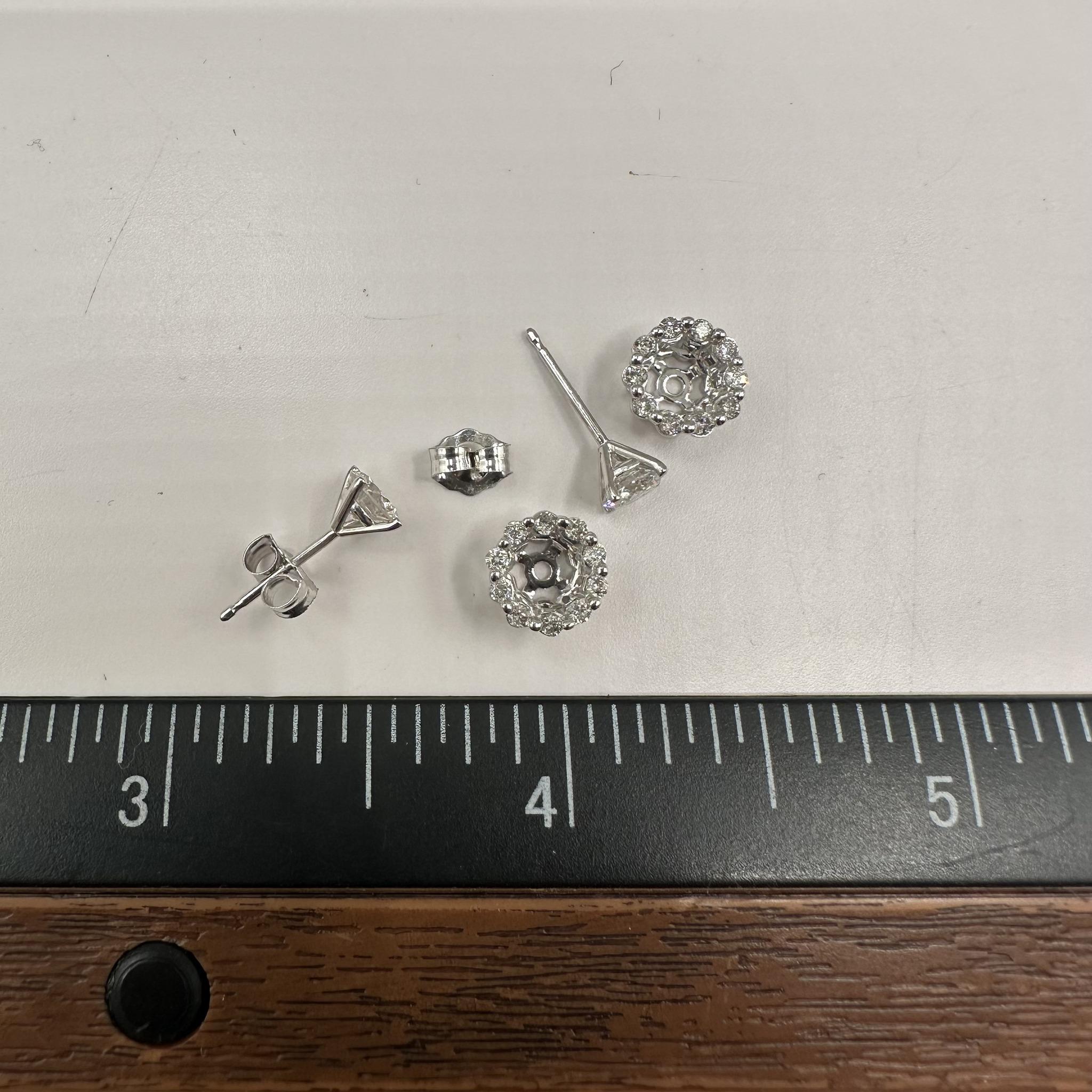 Women's Natural Diamond Stud Earrings with Removable Jackets in 14kt White Gold – 0.97ct For Sale