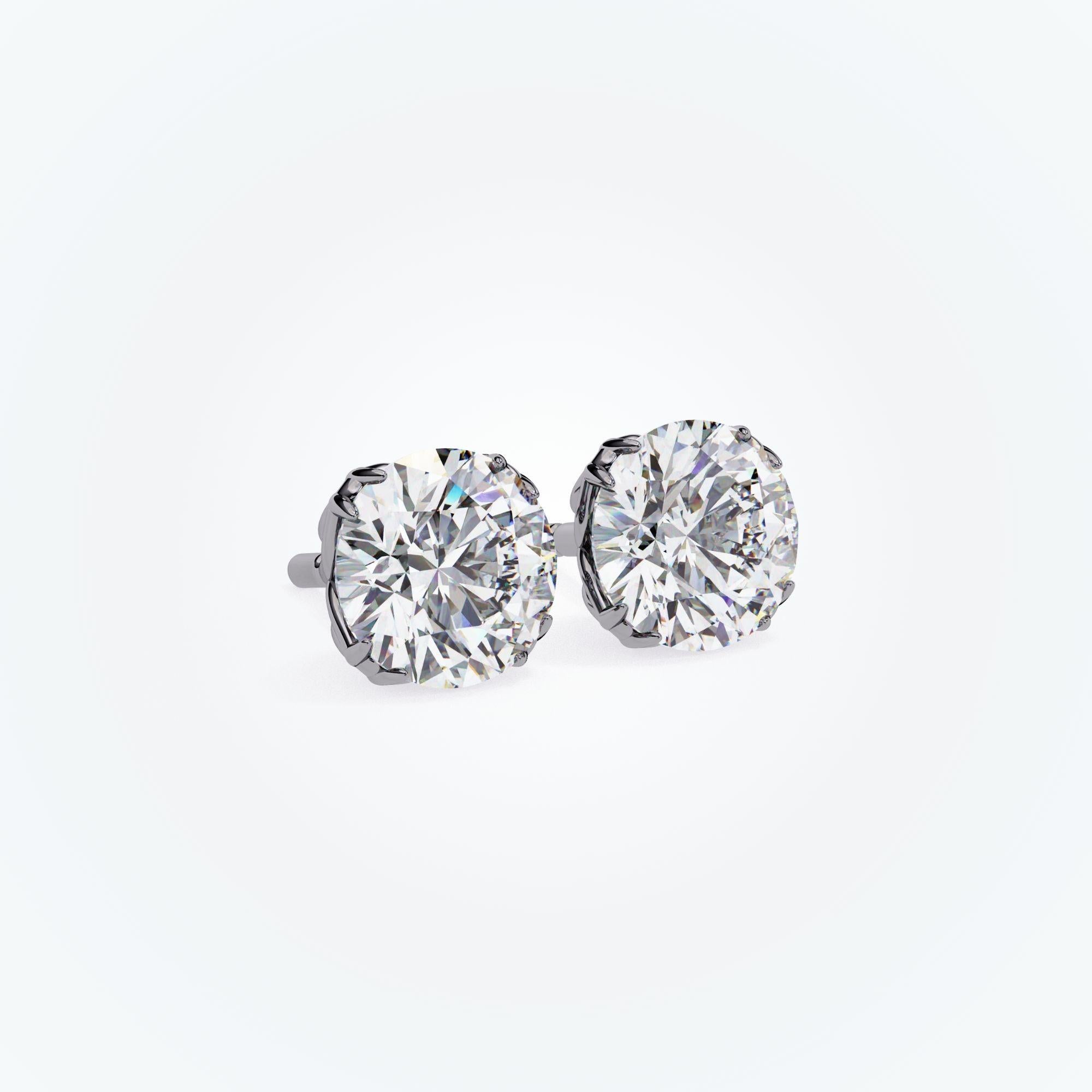 Natural Diamond Studs, Floral, 8 Prongs, 1/2 carat total weight, 14K Solid Gold For Sale 5