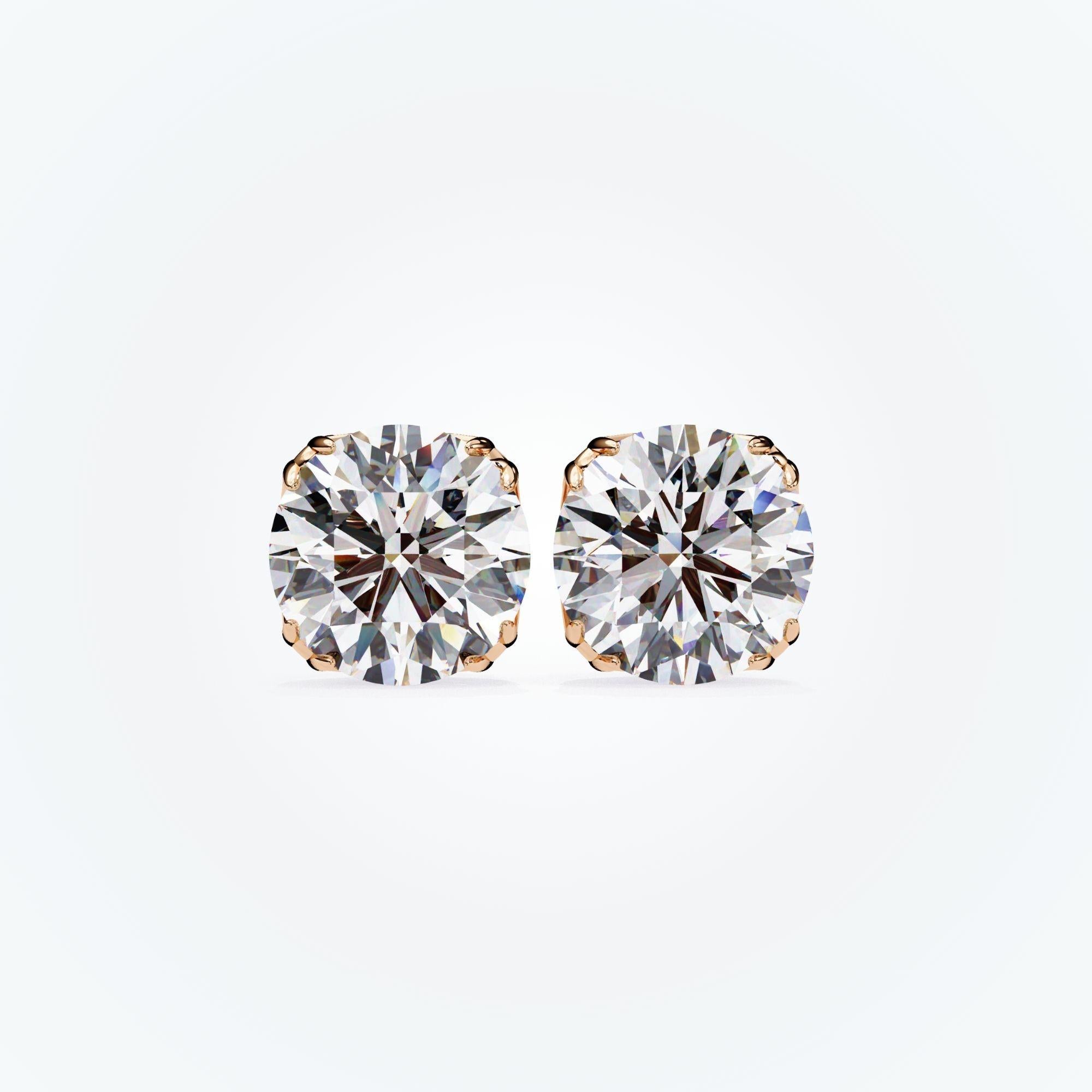 Natural Diamond Studs, Floral, 8 Prongs, 1/2 carat total weight, 14K Solid Gold For Sale 9