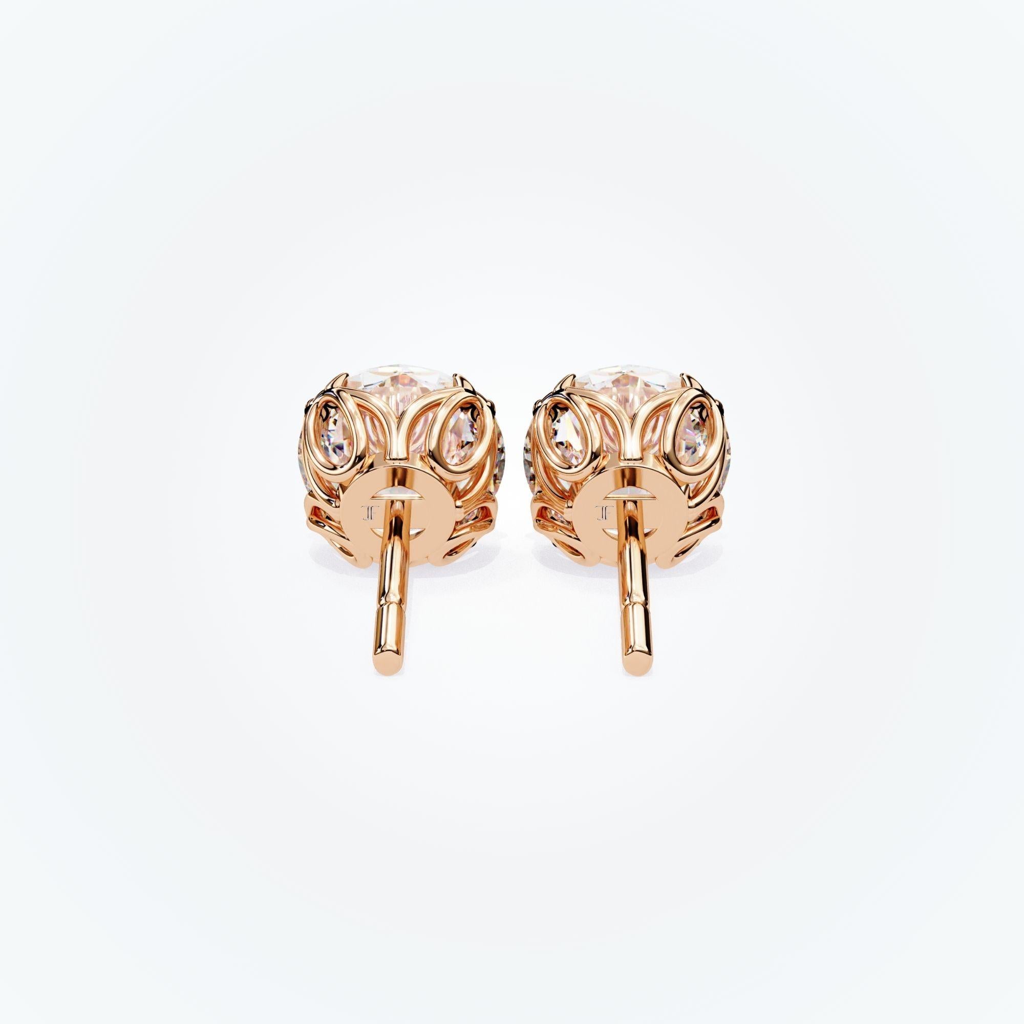 Natural Diamond Studs, Floral, 8 Prongs, 1/2 carat total weight, 14K Solid Gold For Sale 11