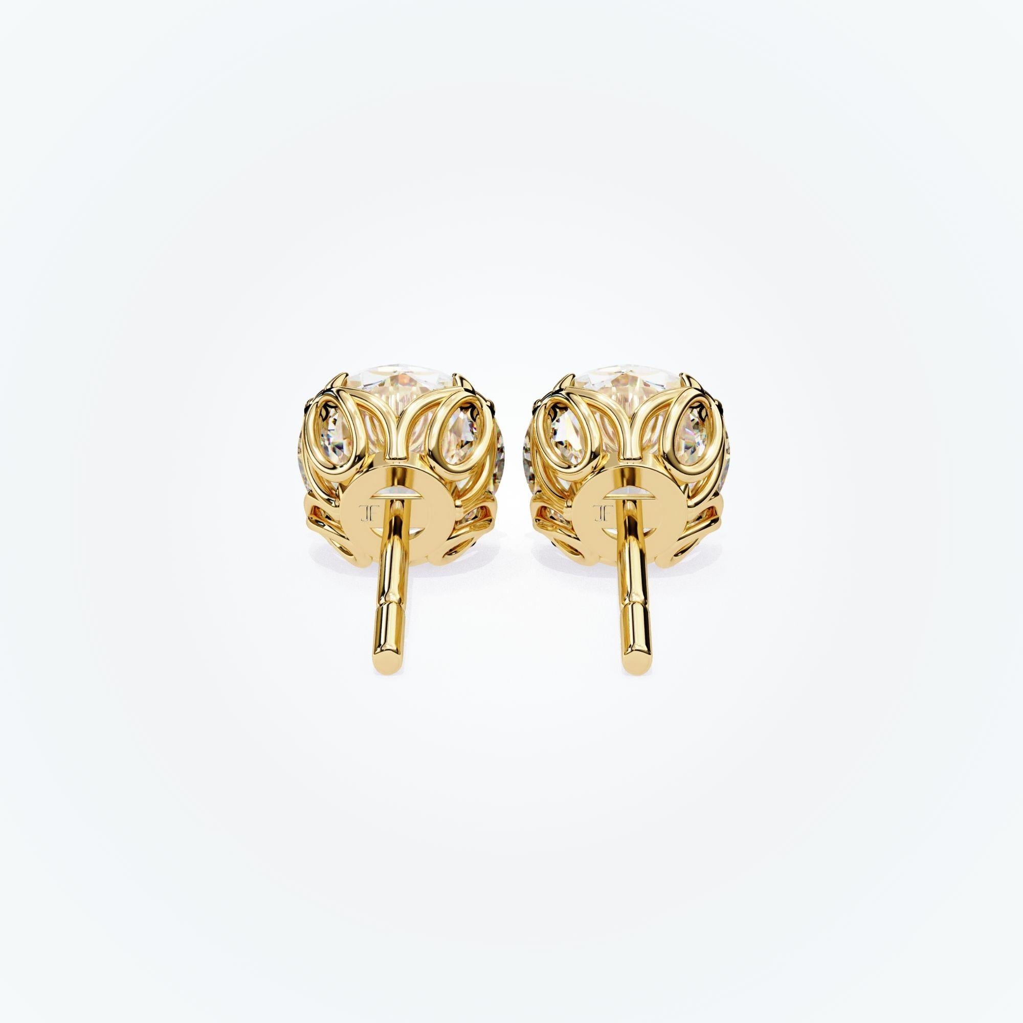 Modern Natural Diamond Studs, Floral, 8 Prongs, 1/2 carat total weight, 14K Solid Gold For Sale