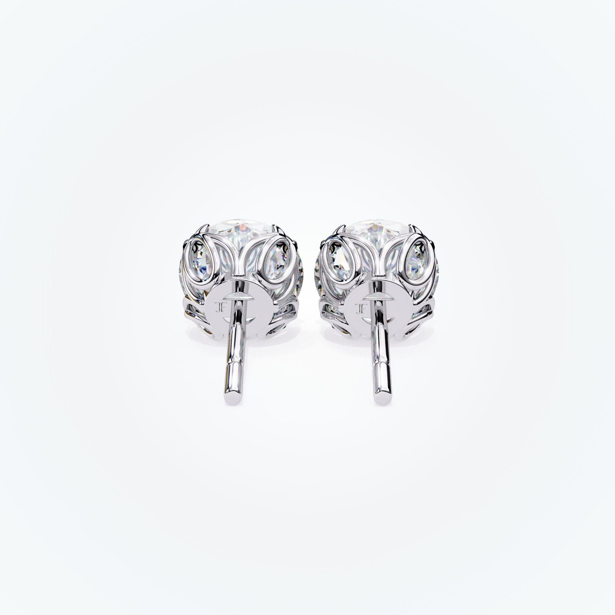 Natural Diamond Studs, Floral, 8 Prongs, 1/2 carat total weight, 14K Solid Gold For Sale 2