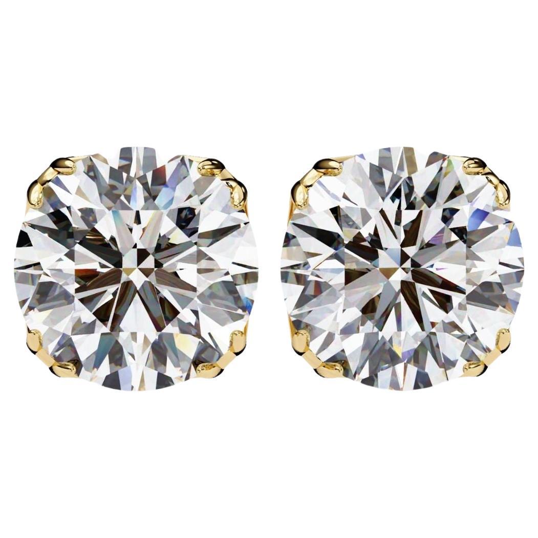 Natural Diamond Studs, Floral, 8 Prongs, 1/2 carat total weight, 14K Solid Gold For Sale