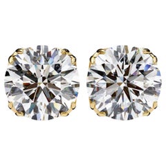 Natural Diamond Studs, Floral, 8 Prongs, 1/2 carat total weight, 14K Solid Gold