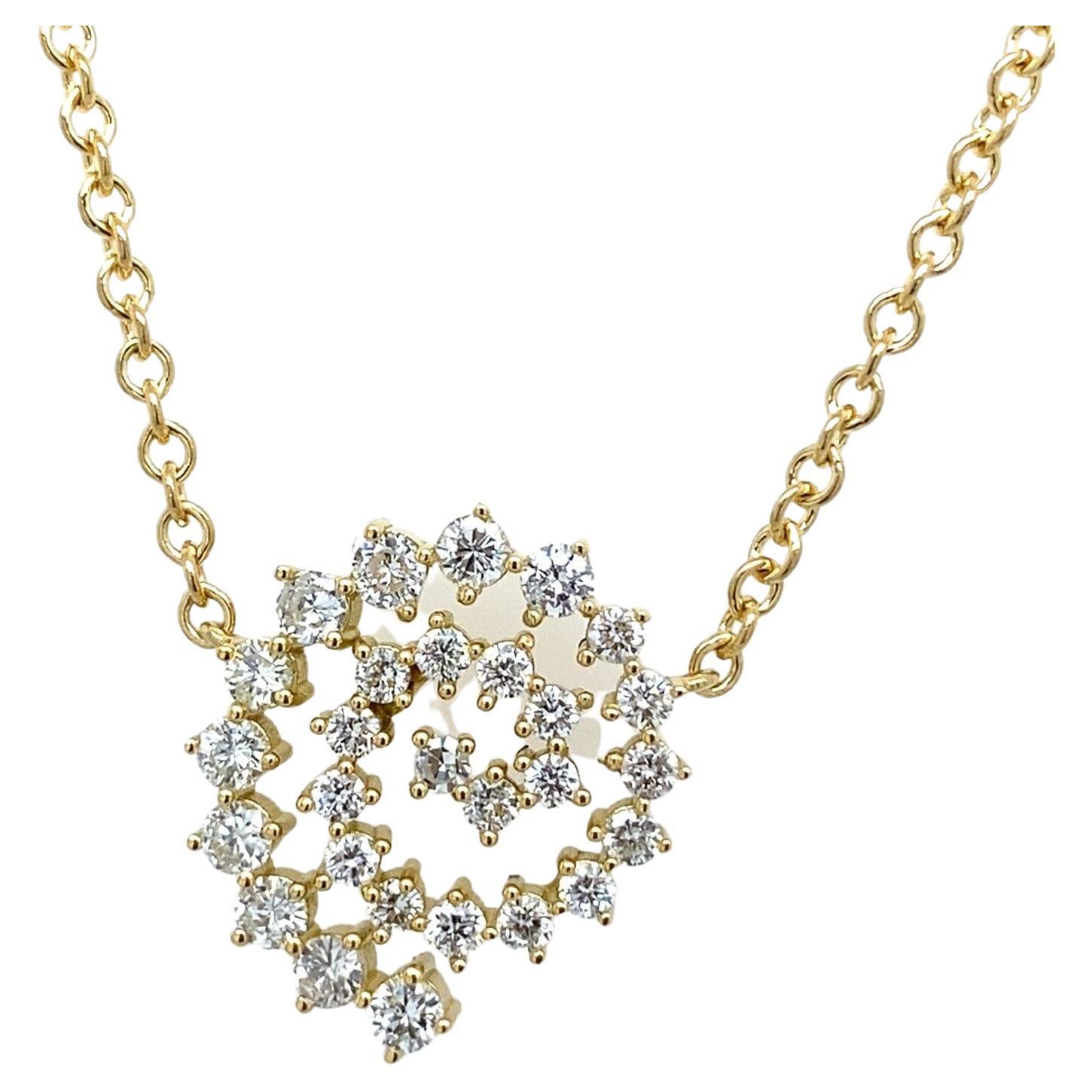 Natural Diamond Swirl Pendant 0.55ct of Diamonds in 18ct White Gold For Sale