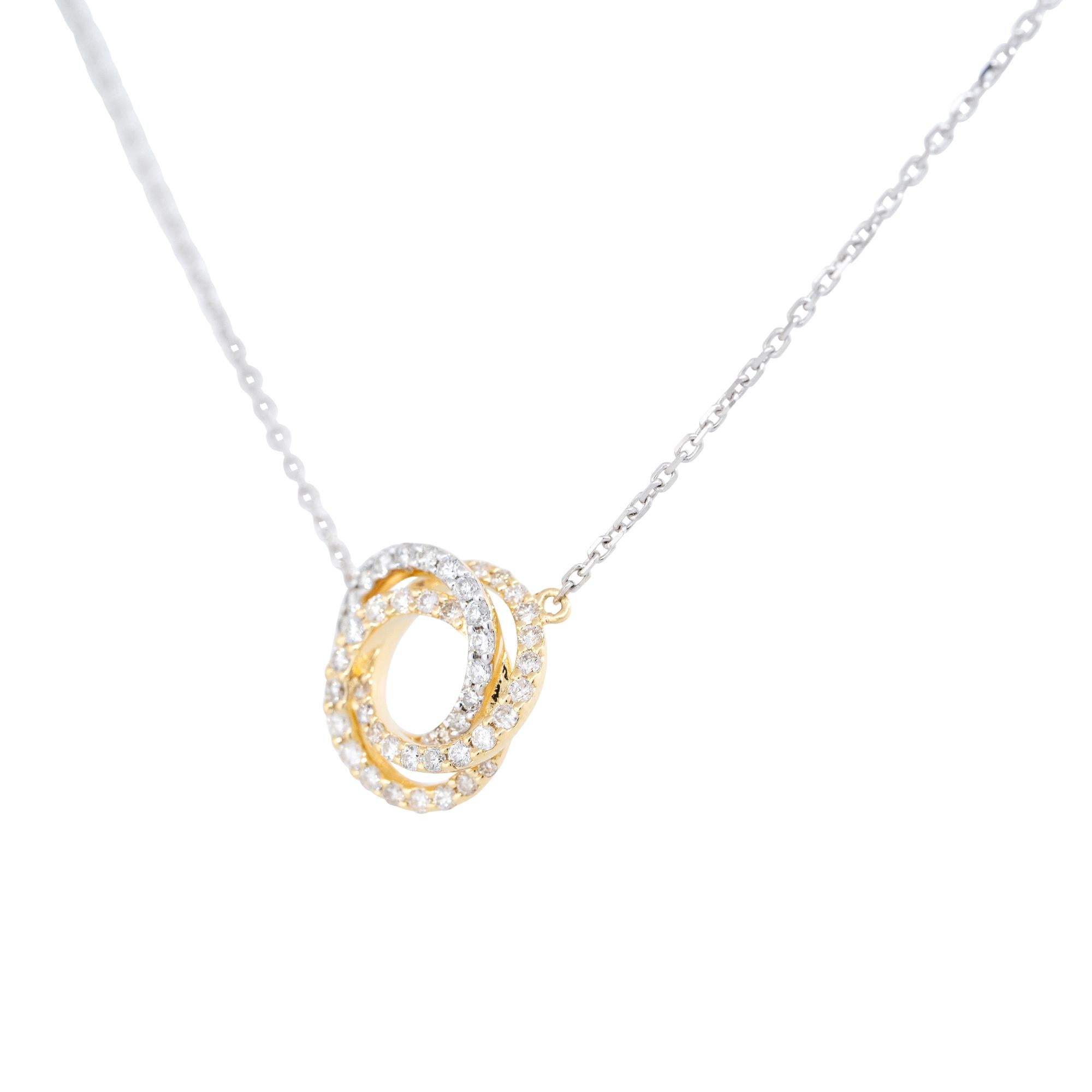 Natürlicher Diamant Wirbel-Anhänger 18 Karat Halskette auf Lager (Rundschliff) im Angebot