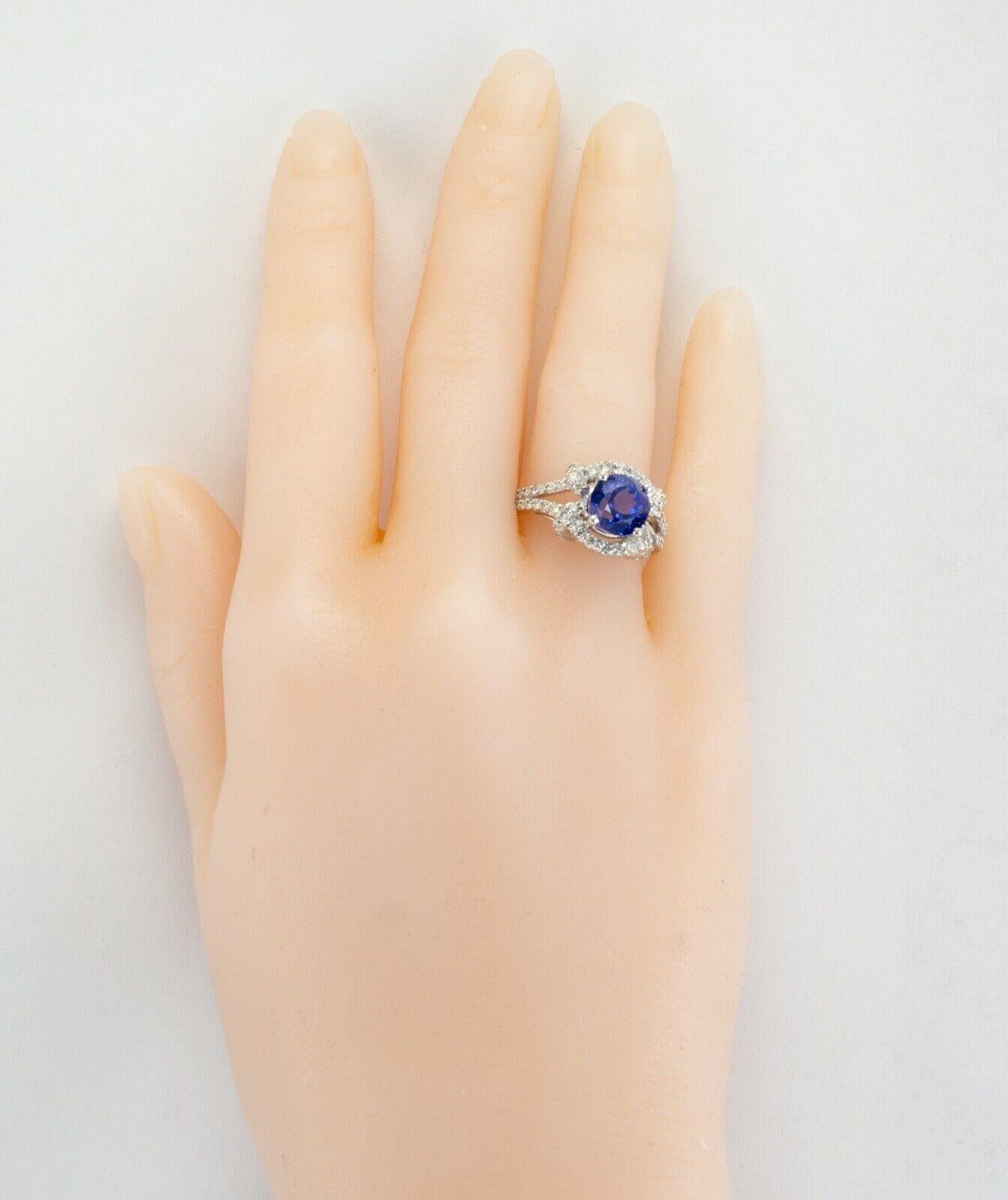 Natürlicher Diamant-Tansanit-Ring 18K Weißgold von Galaxy im Angebot 7