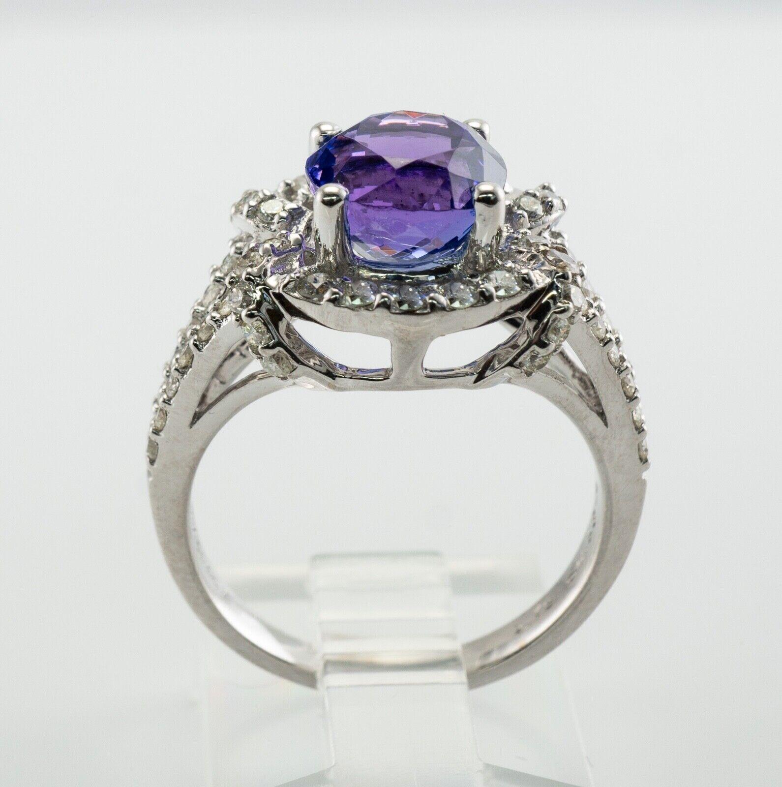 Natürlicher Diamant-Tansanit-Ring 18K Weißgold von Galaxy im Angebot 8