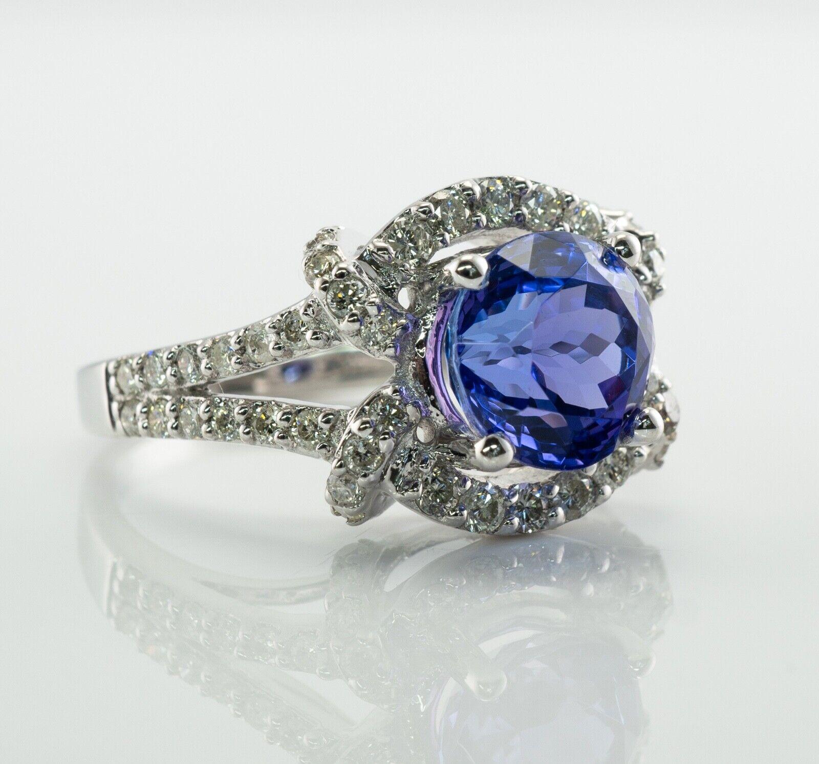 Natürlicher Diamant-Tansanit-Ring 18K Weißgold von Galaxy (Rundschliff) im Angebot