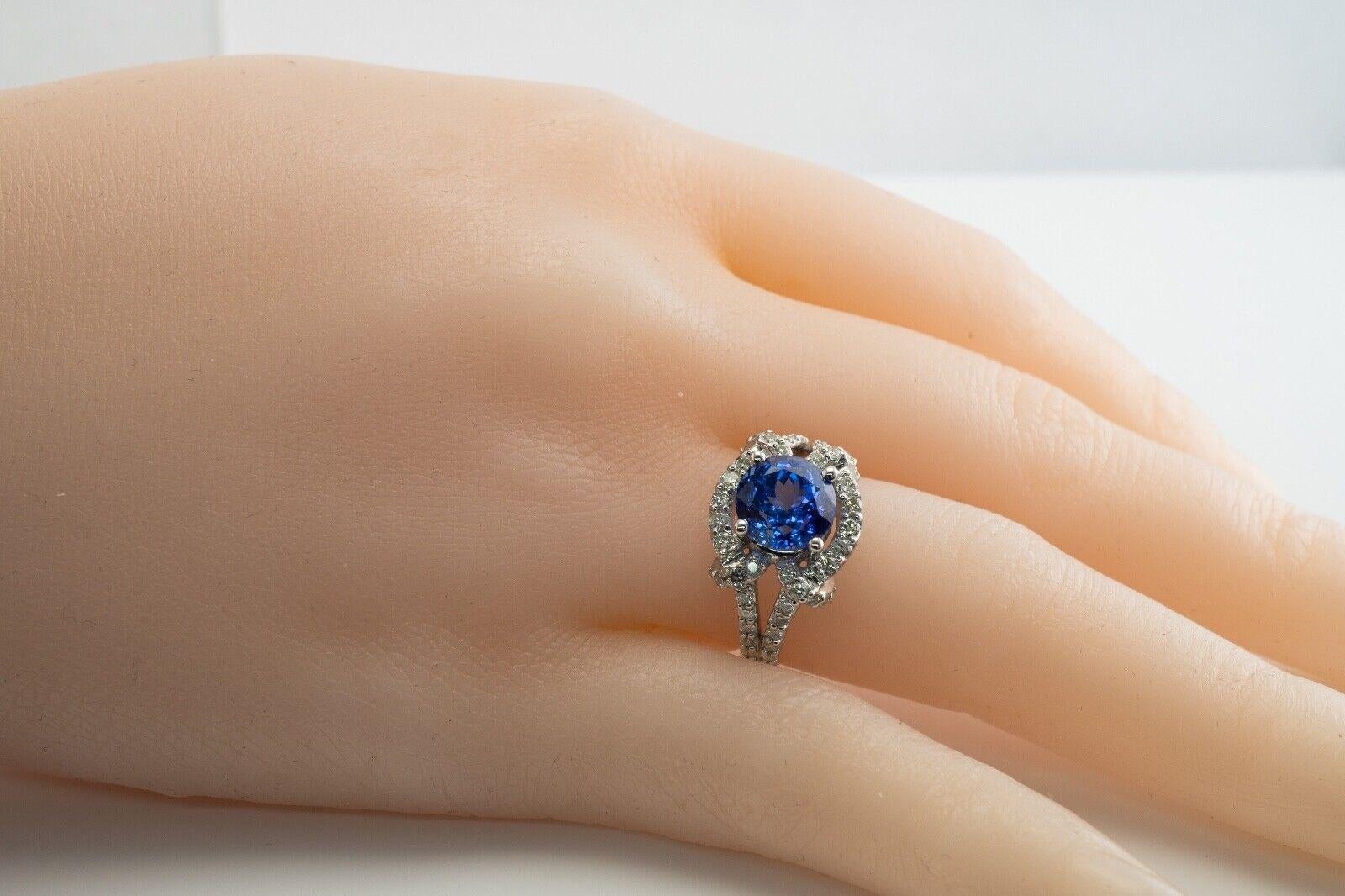 Natürlicher Diamant-Tansanit-Ring 18K Weißgold von Galaxy im Angebot 2