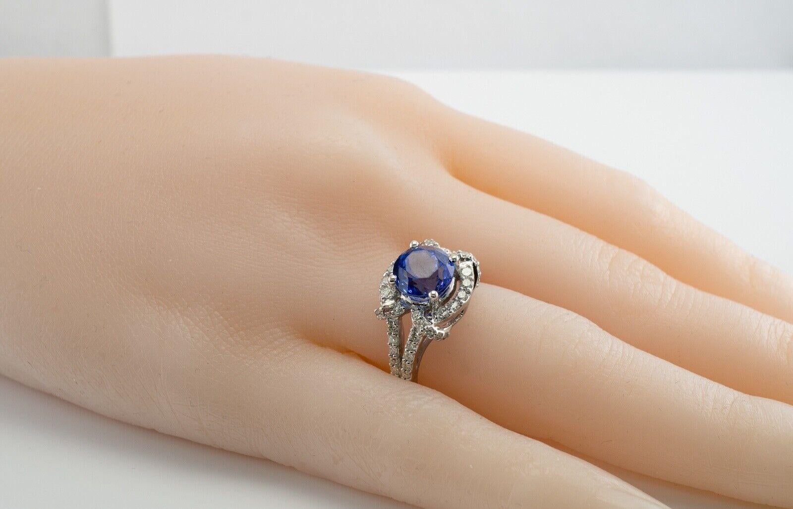 Natürlicher Diamant-Tansanit-Ring 18K Weißgold von Galaxy im Angebot 4