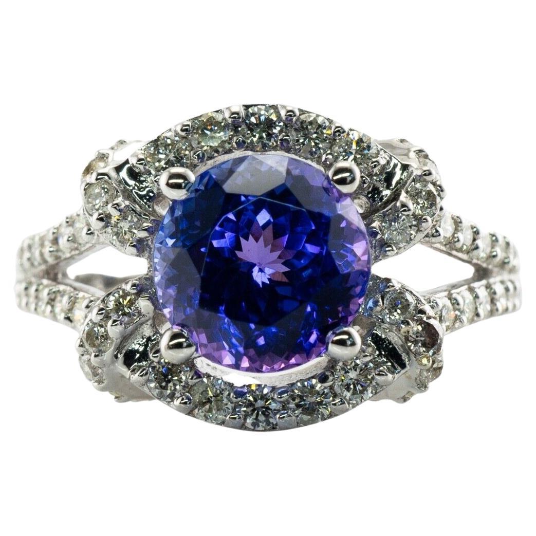 Natürlicher Diamant-Tansanit-Ring 18K Weißgold von Galaxy