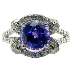 Natural Diamond Tanzanite Ring 18K White Gold by Galaxy
