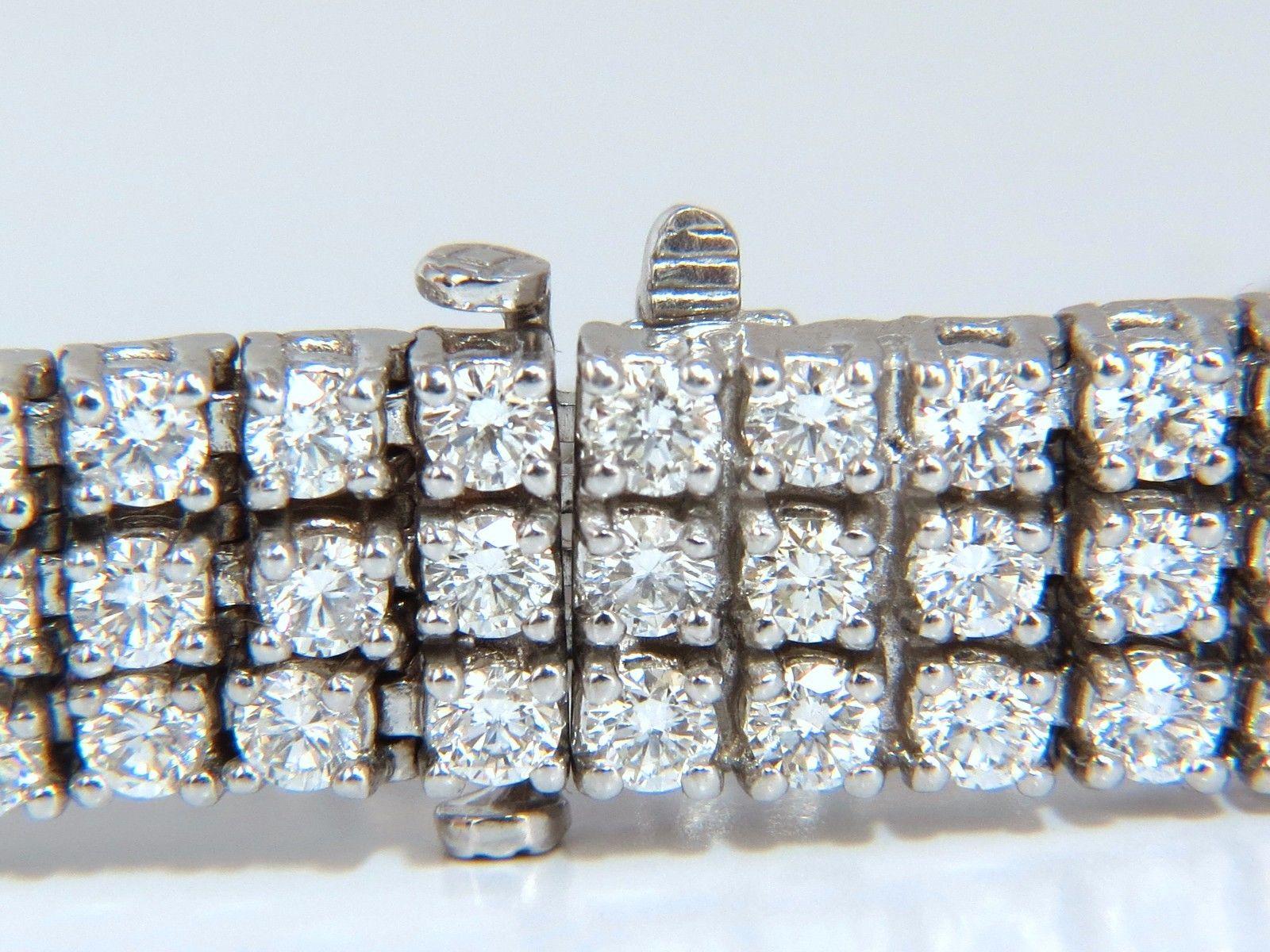 Natural Diamond Tennis Bracelet 12.32 Carat G/Vs 14 Karat Three Rows Brilliants For Sale 3