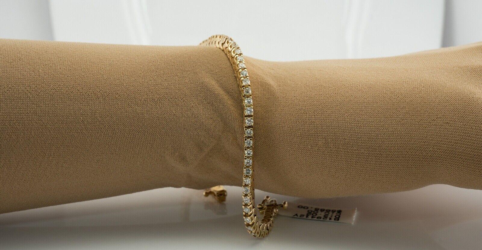 Women's Natural Diamond Tennis Bracelet 14K Gold 2.02 TDW Tag $5685 For Sale