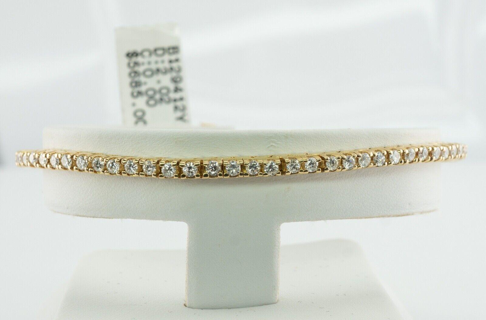 Natural Diamond Tennis Bracelet 14K Gold 2.02 TDW Tag $5685 For Sale 2