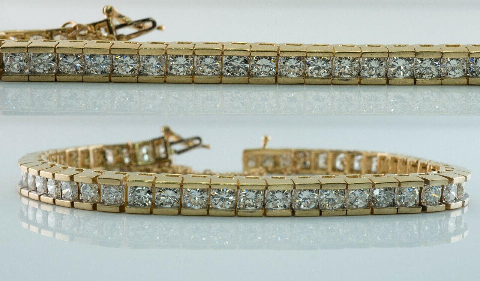 Round Cut Natural Diamond Tennis Bracelet 14K Gold 7.35 ctw 7