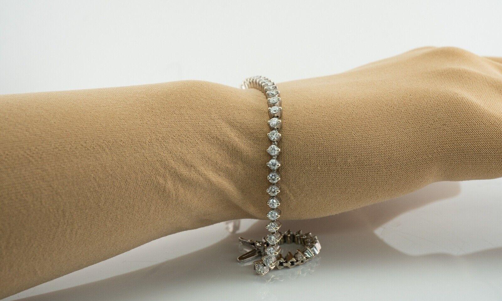 Round Cut Natural Diamond Tennis Bracelet 14K White Gold 3.00 TDW