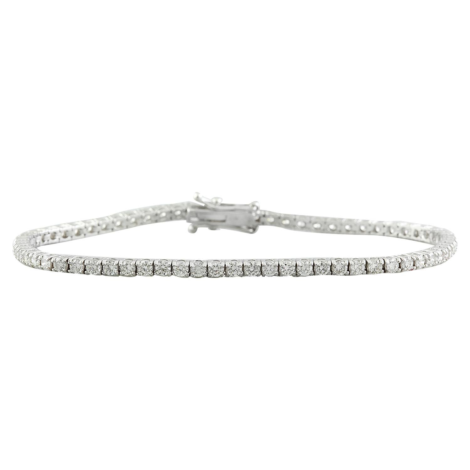 Natural Diamond Tennis Bracelet In 14 Karat White Gold  In New Condition For Sale In Los Angeles, CA