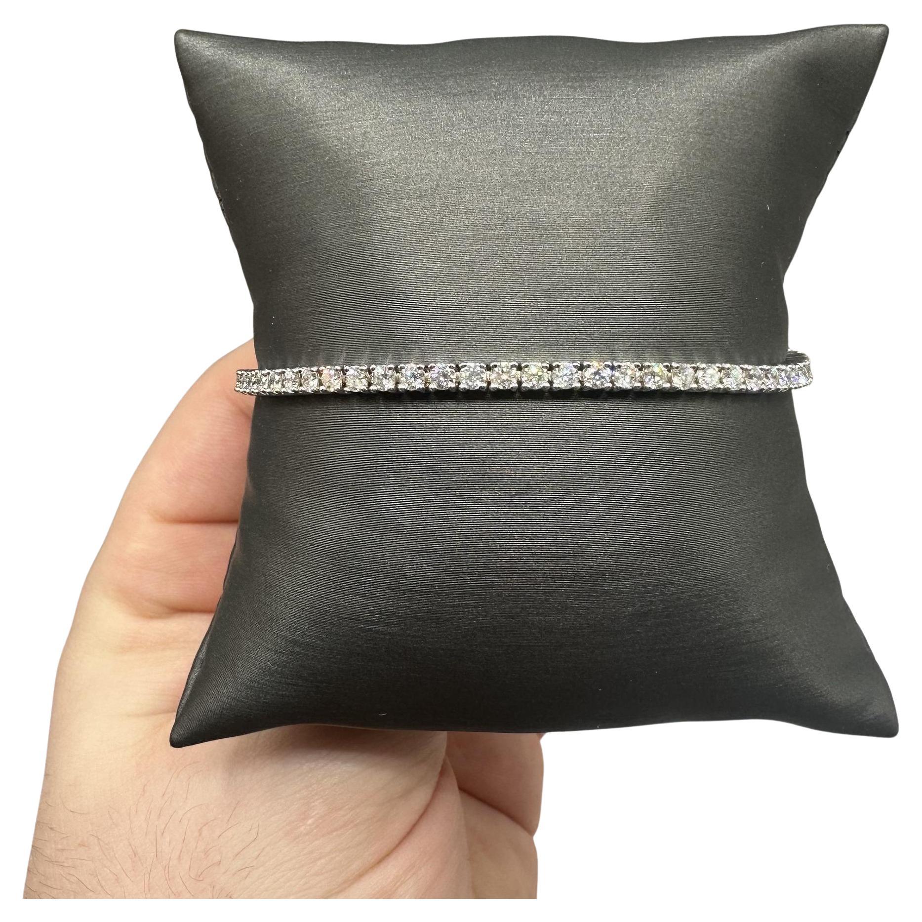 Natural Diamond Tennis Bracelet in 14kt White Gold – 3.43ctw, 7in, New