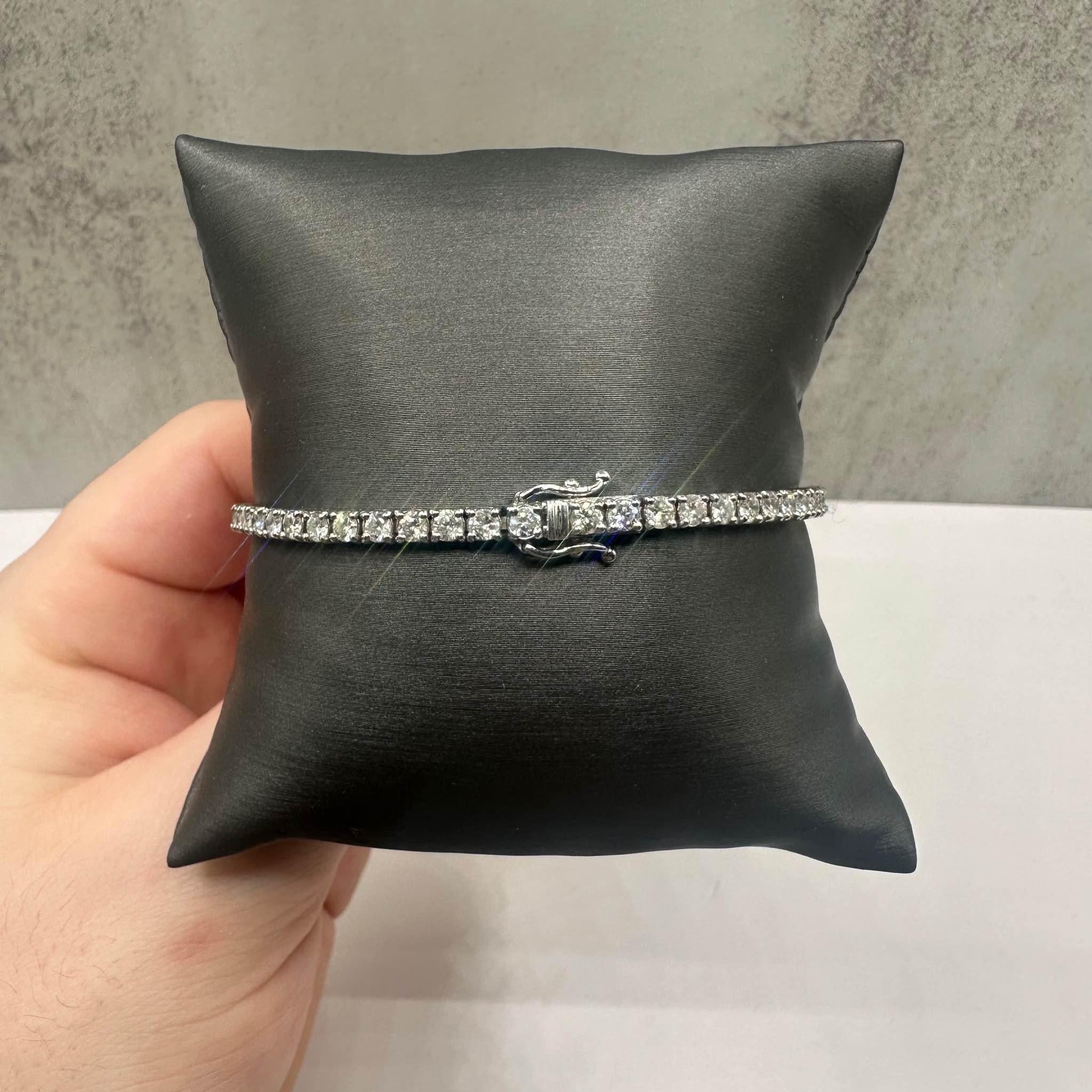 Round Cut Natural Diamond Tennis Bracelet in 14kt White Gold - 5ctw, 7
