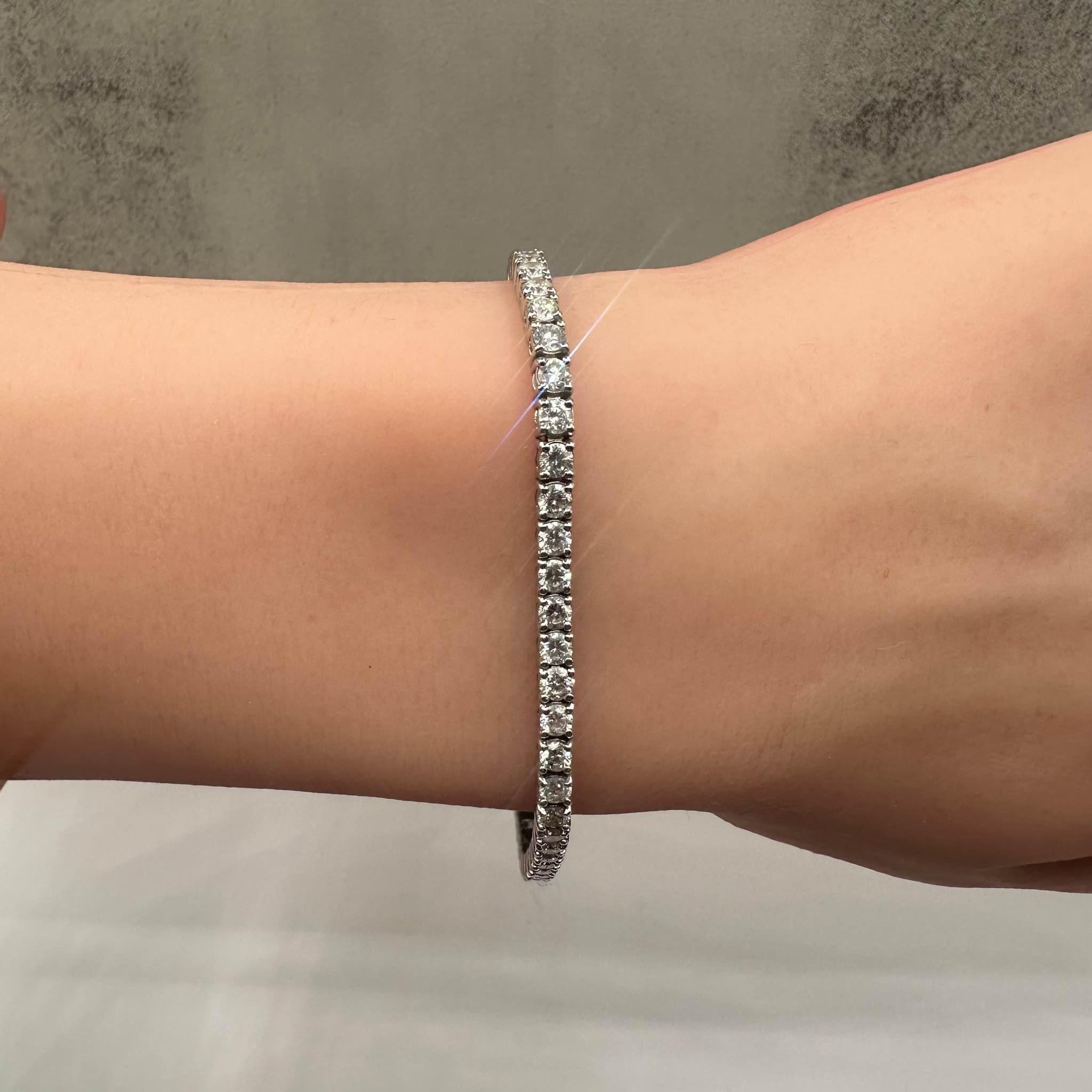 Natural Diamond Tennis Bracelet in 14kt White Gold - 5ctw, 7