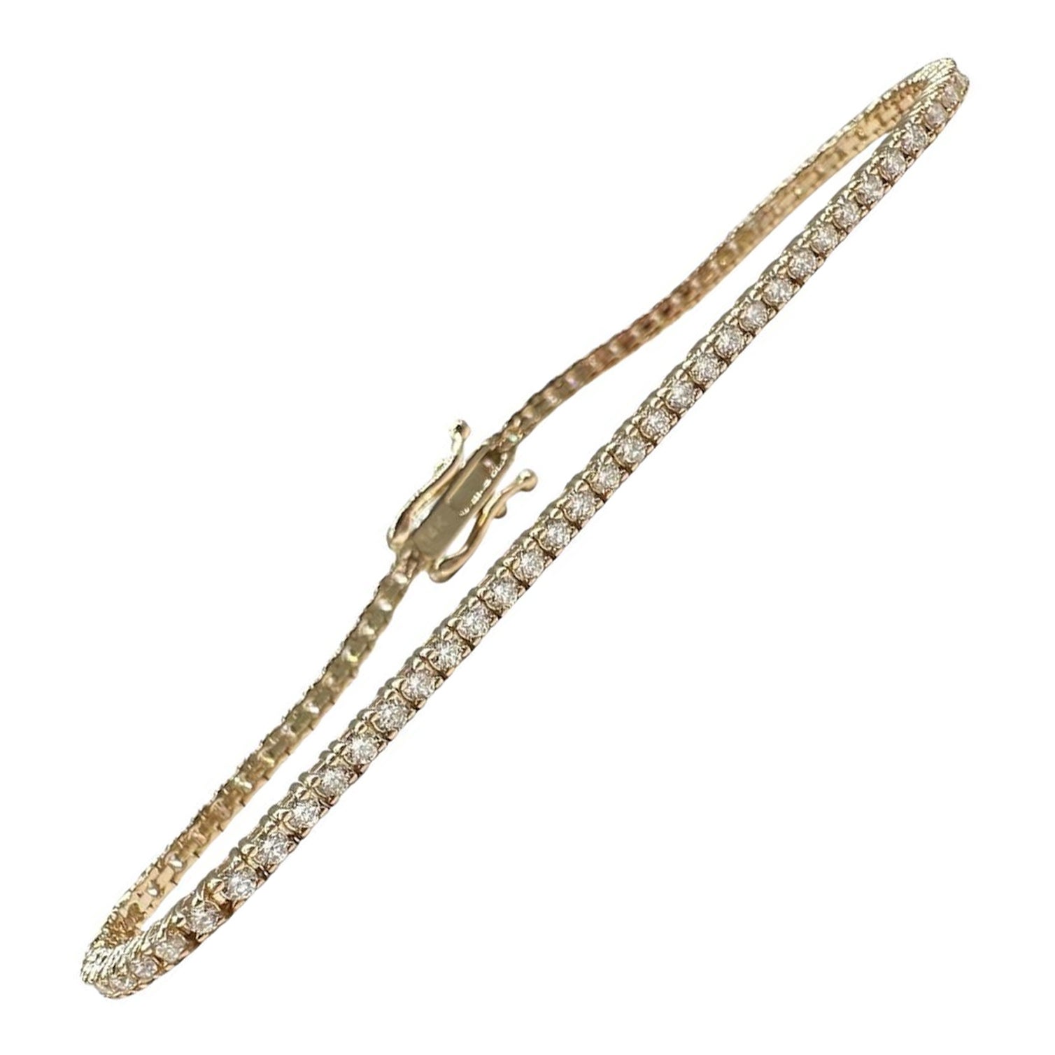 Tennisarmband aus 14kt Gelbgold mit natürlichen Diamanten - 1,65ct, 7in, New